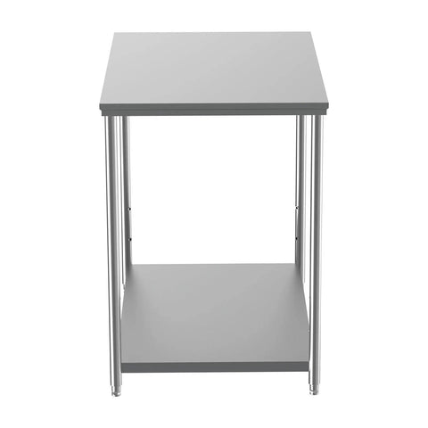 Front view of Heavy Duty Pro Grade Stainless Steel Kitchen Prep Table With Adjustable Undershelf For Home And Commercial Kitchens