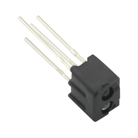 Close-up of a black reflective sensor from 10pcs Reflective Photoelectric Switch Sensor Kit with built-in visible light filter for DIY projects.