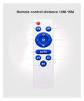 Remote control for Heavy Hitter Solar Flood Light With Wireless Remote And Auto Dusk To Dawn Sensor, showing buttons and range.