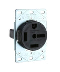 Built Tough 60 Amp 250V Power Flush Receptacle Outlet NEMA 15-60R Black For RVs And Travel Trailers, 2-Pole Grounding