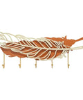 Rock Solid Wall Mount Coat Hooks With Sleek Modern Design Nail Down Easy Setup Versatile Storage Rack For Jackets Hats Keys In Entryway Living Room Or Hallway featuring a leaf design with five hooks.