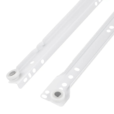 Tough As A Bull Heavy Duty 6 Pair 16 Inch Bottom Mount Drawer Slides featuring white powder coated steel tracks.