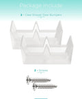 Opaque Sliding Shower Door Bumpers 2 Piece for Sliding Doors and Tub Enclosures, shown with screws