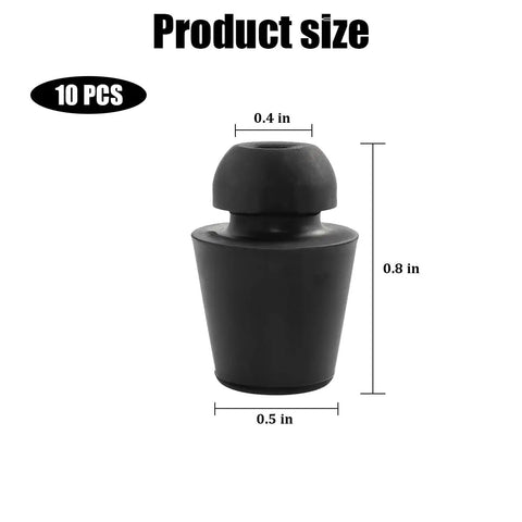 Essential Heavy Duty Rubber Car Door Buffer Pads 10 Pack Slam Stopper Guards measures 0.4 in width and 0.8 in height.