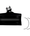35inches/889mm Mini Excavator Attachment Set With Hydraulic Bucket, black finish, viewed from above, includes connection hoses