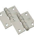 Hardcore Heavy Duty Door Hinges, Top Shelf Stainless Steel, close-up of 2 inch five knuckle hinges in polished finish.