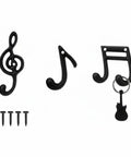 Fresh Black Cast Iron Musical Note Wall Hooks Set Of Three Decorative Coat Rack With Mounting Screws, includes music note designs.