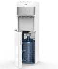 Self Cleaning Water Cooler Dispenser For Three To Five Gallon Bottles Bottom Load With Hot Cold And Room Temperature Water, Child Safety Lock, White