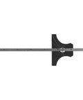 Straight Shot Woodworking Depth Gauge Featuring A Tank Tough Base And Six Inch Etched Steel Ruler Graduated In Sixty Fourth And Metric For Dead On Accuracy That Saves You Time On Every Project positioned for measurement.
