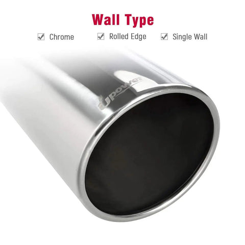 Universal Diesel Truck Exhaust Tip 4 Inch Inlet 6 Inch Outlet, 15 Inch Long Stainless Steel Bolt-On With Rolled Edge