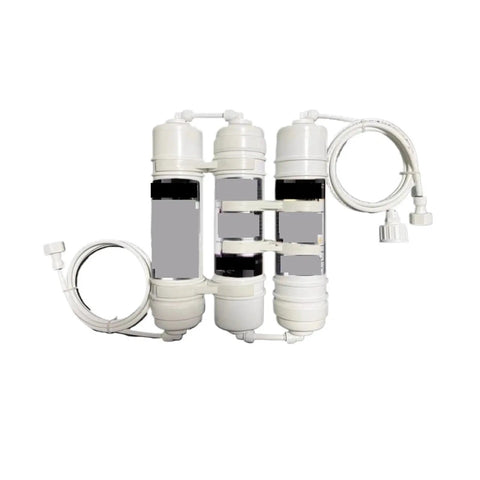 Top Shelf Water Filter Cartridge For Direct Drink Ice And Coffee Systems 1 Micron Sediment Prefilter in white, compact design with tubes.