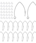 V Shape Stainless Steel Earring Hooks 0.7mm Pin Ear Wires With Loop For Dangle Earrings Great For DIY Jewelry Making 50 Pcs Hooks And 80 Pcs Plastic Ear Nuts Jewelry Making Findings 31x20x0.8mm