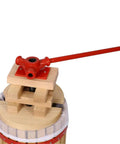 Heavy Duty Wooden Fruit Press With Oak Frame And Stainless Steel Parts, 18L Capacity Home Wine And Juice Maker For Apples Grapes And Berries, Easy Turn Hand Crank, Built To Last Kitchen Press, red hand crank on oak frame