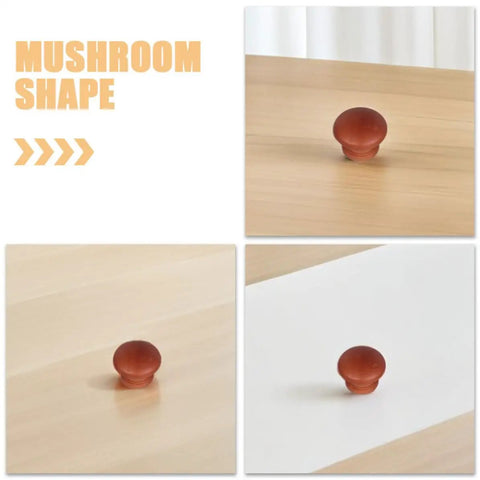 Close-up of a mushroom-shaped wood dresser knob from the 8 Pack Wood Dresser Knobs With Classic Brown Tone for cabinet upgrades.