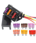 Beefy Two Input Four Output Car Blade Fuse Holder With Wire Harness ATC ATO 4 Way Fuse Box with Cover and Assorted Fuses