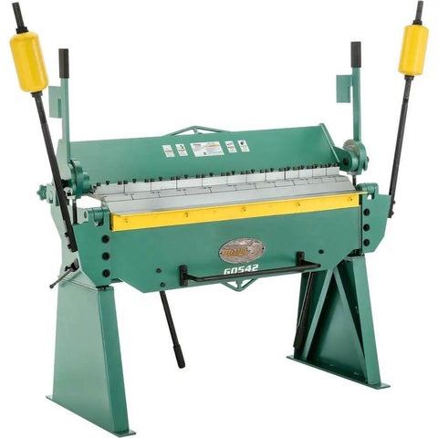 G0542 Beefy 48 Inch 12 Gauge Pan And Box Brake Heavy Duty Metal Fabrication Tool with 0 to 135 Degree Bend in workshop setting