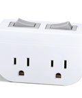 Dual Independent On Off Switch Grounded Power Outlet Wall Tap with two 3 prong ports 1875W 15A ETL White for cruise ship lamps
