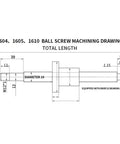 Premium Metal Linear Motion Guide Slider Kit With Two HGR20 Rails And Four HGH20CA Blocks And SFU1610 Ball Screw dimensions drawing.