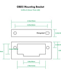 Diagram of Under Dash OBD2 Mount Bracket For J1962 OBD II Splitter Extension Cable Durable ABS Plastic with measurements