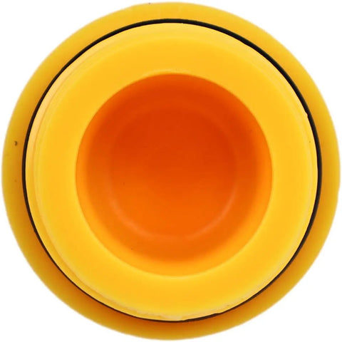 Top view of Oil Filler Cap Plug 6G8 15363 00 Universal Fit for Four Stroke Outboard Motors, yellow with black seal for marine engines.