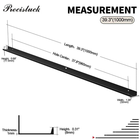 Dimensions diagram of Edge Black Hidden Drawer Door Cabinet Handle Aluminum Alloy Finger Pull
