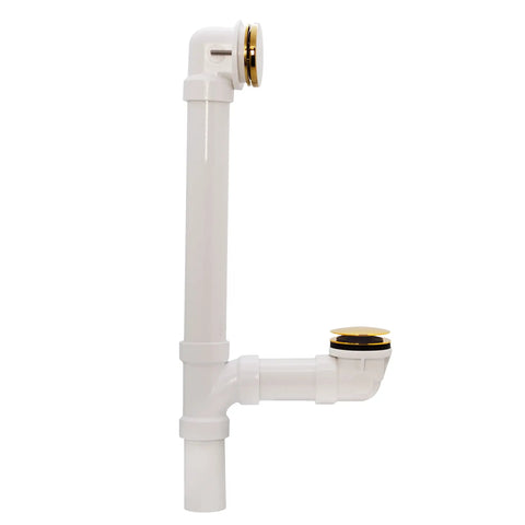 Slick Sch 40 Pvc Bathtub Waste Assembly With Illusion Overflow Plate And Tip Toe Drain Plug polished brass finish and PVC design.
