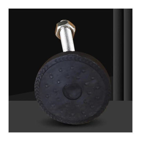 Workhorse Adjustable Leveling Feet With Swivel Base Plate M8 M10 M12 Thread Rock Solid Machinery Support Stand Forged Steel showing a black rubber foot with metal bolt.