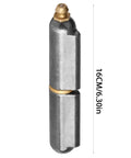 Close-up of a 6-inch weld-on hinge with grease zerk, stainless steel, heavy-duty gate/trailer hinge