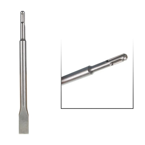 Heavy Duty Concrete Chisel Set, 6 Piece For Rotary Hammers, close-up of 40mm flat chisel made from 40Cr steel, drop forged, heat treated