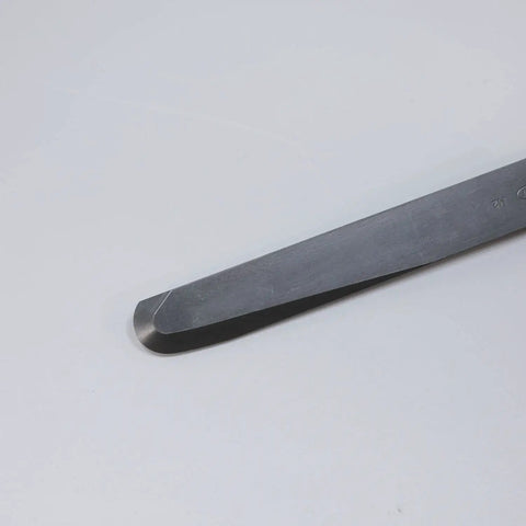 Heavy Duty Nitrided HSS Woodturning Scraper One Inch Wide Negative Rake And Radiused Edge, close-up showing blade edge detail.