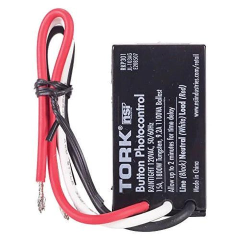 Tork RKP301 Outdoor 120-Volt Button Photocontrol Dusk To Dawn Sensor with wires for exterior lighting