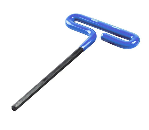 Single cushion grip hex T key from the 6 piece metric set showing blue handle and 6 inch shaft, part of Cushion Grip Hex T Key Allen Wrench Set 6 Pcs With Metric Sizes 2 2.5 3 4 5 6 mm And 6 Inch Shaft Built Tough For Pro Grade Projects Made In USA Ideal For Home Mechanic.