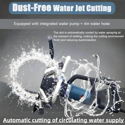 Heavy Duty Electric Concrete Circular Saw With 8800W Brushless Motor Slicing Through 50cm Of Material Featuring Visual Intelligent Water Cooling System for dust-free water jet cutting with spray.