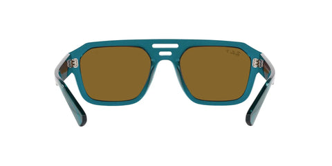 Corrigan Square Sunglasses With Transparent Light Blue Frame And Dark Brown Polarized Lenses, 54 Mm, Eco Friendly Bio Based Acetate Build