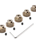 7075 Aluminum Pinion Gear Set For RC Cars, 48P, 3.175mm Shaft, 22T-26T, Dope High-Strength Motor Gears Kit With Extra L Hex Key, 5-Piece Pack