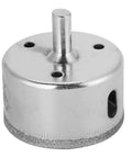 Chrome-plated hole saw arbor with threaded spindle for mounting hole saws on drills.