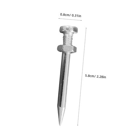 Lawn Aerator Shoes Spikes Kit With Durable Metal Nails For Lawn Aeration close-up of single metal nail, dimensions 5.8cm x 0.8cm