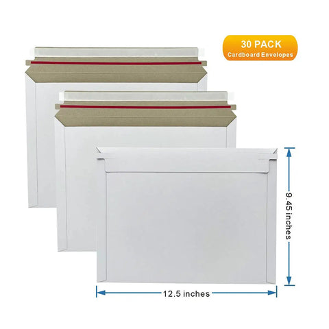 30 Pack White Rigid Mailers 12.5 By 9.45 Inches Self-Adhesive Seal Flat Cardboard Mailers For Protecting Gift Cards Invitations Photos And Documents Safe Shipping Every Time