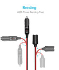 12V 24V Car Cigarette Lighter Extension Cord 6 Foot UL Listed 16 AWG Heavy Duty Wire With High Temperature Resistant Jacket For Dash Gadgets Phone Chargers GPS And Other Power Devices bending test