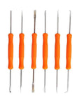 Six In One Soldering And PCB Repair Tool Set With Cleaning Tools featuring orange spudgers and picks for electronics repairs.
