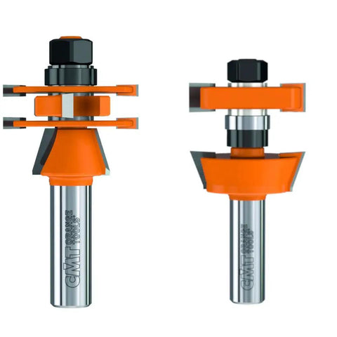 Adjustable Shaker Router Bit Set For 1/2 Inch Shank, 3-piece high-density carbide bits with anti-kickback design, two views