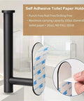 Self Adhesive Toilet Paper Holder Wall Mount Matte Black Stainless Steel SUS 304 No Drilling Rustproof adhesive strip detail