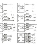 Wiring diagram for Inductive Proximity Sensor 8Mm M8 LJ8A3-2-Z/BX NPN Normally Open, showing different circuit setups.