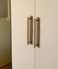 7.56 Inch Antique Brass Cabinet Pulls With Backplates 2 Pack Beefy Heavy Duty Solid Metal Hardware For Dresser And Cabinet Renovation Built To Last With Vintage Rustic Look And Timeless Quality on white cabinet doors