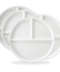 Ten Inch Ceramic Divided Plates Set Of Four With Three Compartartments For Balanced Meals Portion Control For Adults And Kids Bariatric Friendly Microwave And Dishwasher Safe White