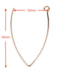 Rose Gold 50Pcs 316L Stainless Steel V Shape Earring Hooks Ear Wires For DIY Jewelry Making 40x22x0.8mm, 3mm Loop, Open Eyelet