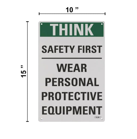 Keep Your Crew Locked Down With This Straight Shooter OSHA Compliant Think Safety First Sign 15X10 Inch 1Mm Aluminum Sheet For Jobsite Walls Top Tier Warning Graphics