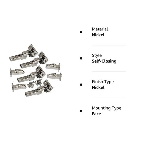 Soft Close Hinges For Face Frame Cabinets With 110 Degree Self Closing Inset Doors, 4 Pack With Mounting Plates And Screws displayed