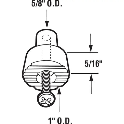 Diagram of Door Holder Tip Rubber Bumper One Inch By Three Quarter Inch Black With Fasteners Ten Pack Replacement For Drop Down Doors