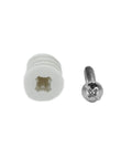 Close-up of a nylon drywall anchor and metal screw from 100 Pack Nylon Self Drilling Drywall Anchors And Screws Kit No Hole Prep Required.